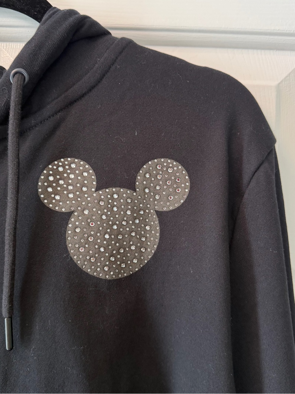 Disney Parks Mickey Bedazzled Rhinestone Black Zip‎ Up Hoodie 1X NWT - Picture 2 of 6